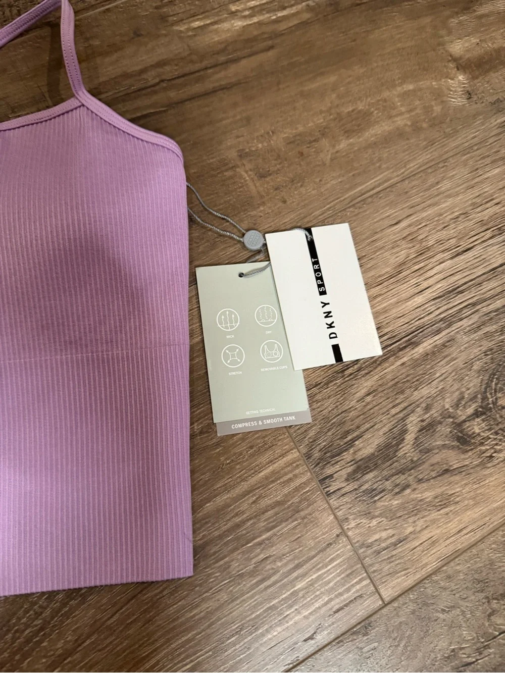 DKNY Lilac Ribbed Cropped Cami Tank